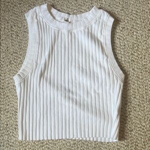 Aerie White Ribbed Tank Top